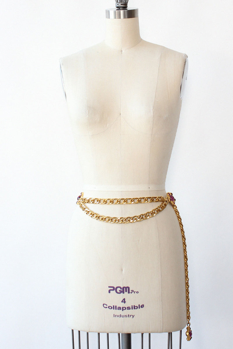 Heavy Golden Gem Chain Belt S-L