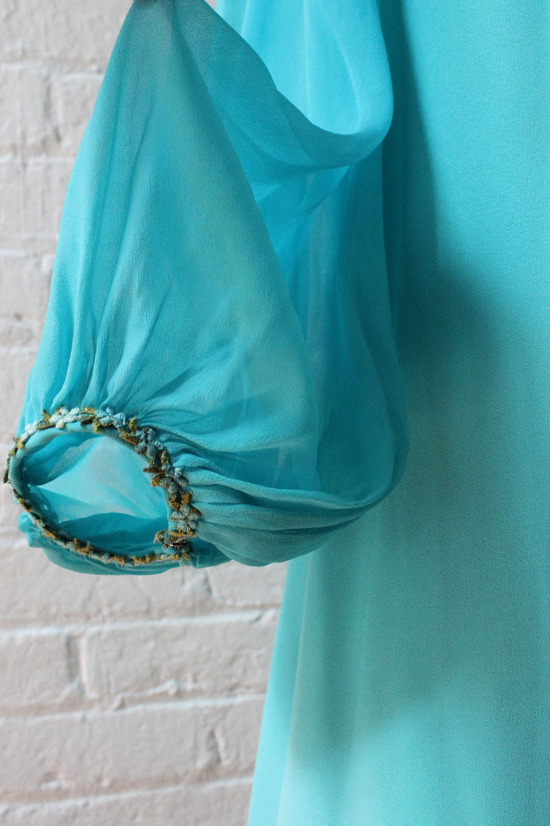 Aqua Chiffon Sleeve Mini Dress XS/S