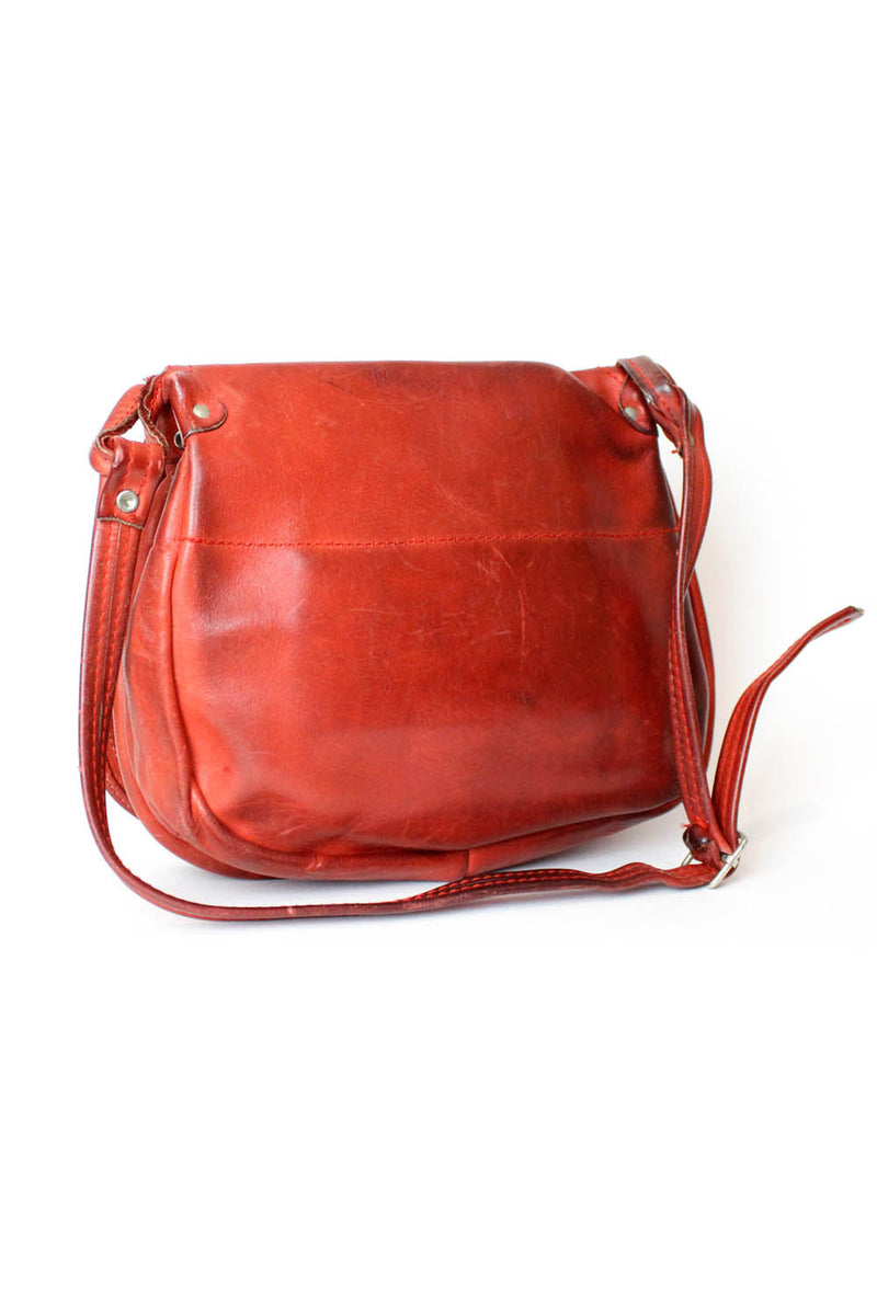 70s Rust Leather Saddle Bag