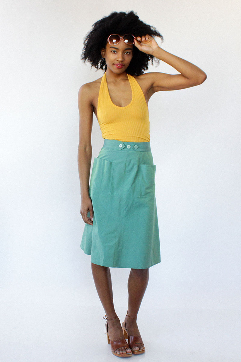 Iridescent Button Wrap Skirt S/M