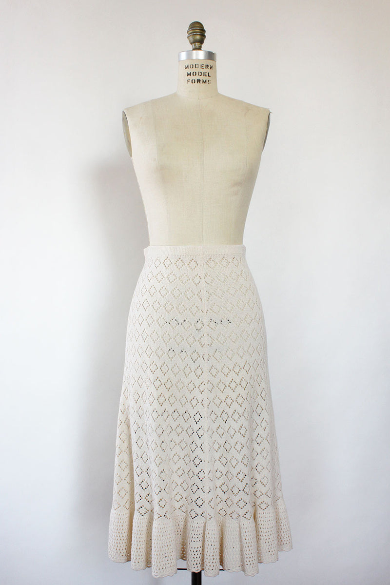 Cream Crochet Flutter Skirt XS/S/M