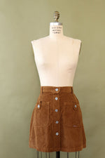 Walnut Corduroy Mini Skirt L