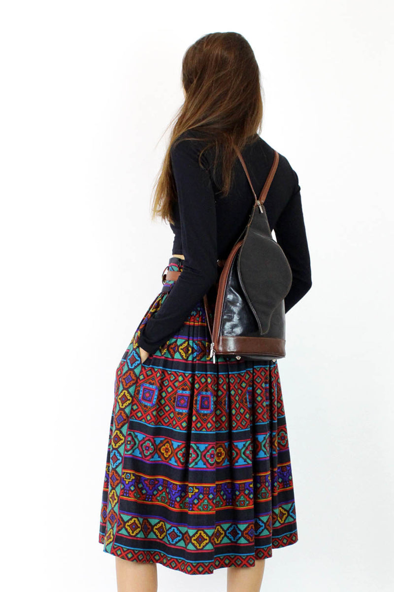 Oscar de la Renta Dark Stained Glass Skirt S