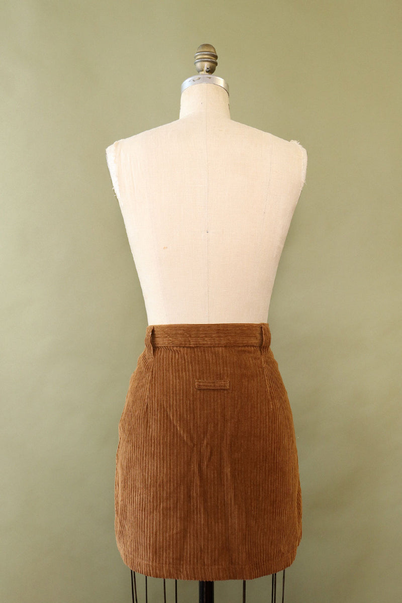 Walnut Corduroy Mini Skirt L