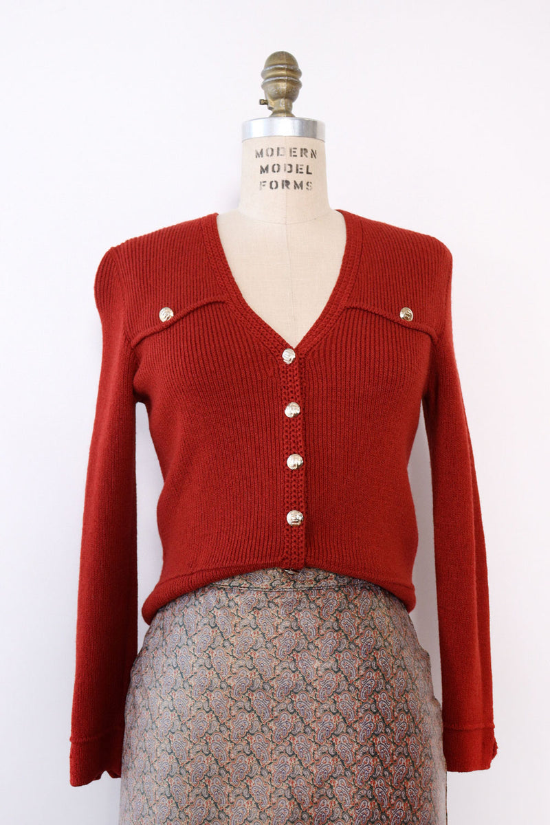 St. John Brick Gold Button Cardigan M/L