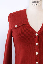 St. John Brick Gold Button Cardigan M/L