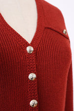 St. John Brick Gold Button Cardigan M/L