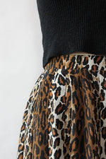 Leopard Print Pleated Skirt L