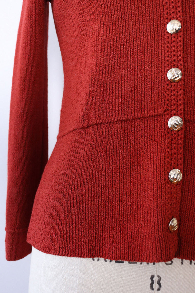 St. John Brick Gold Button Cardigan M/L