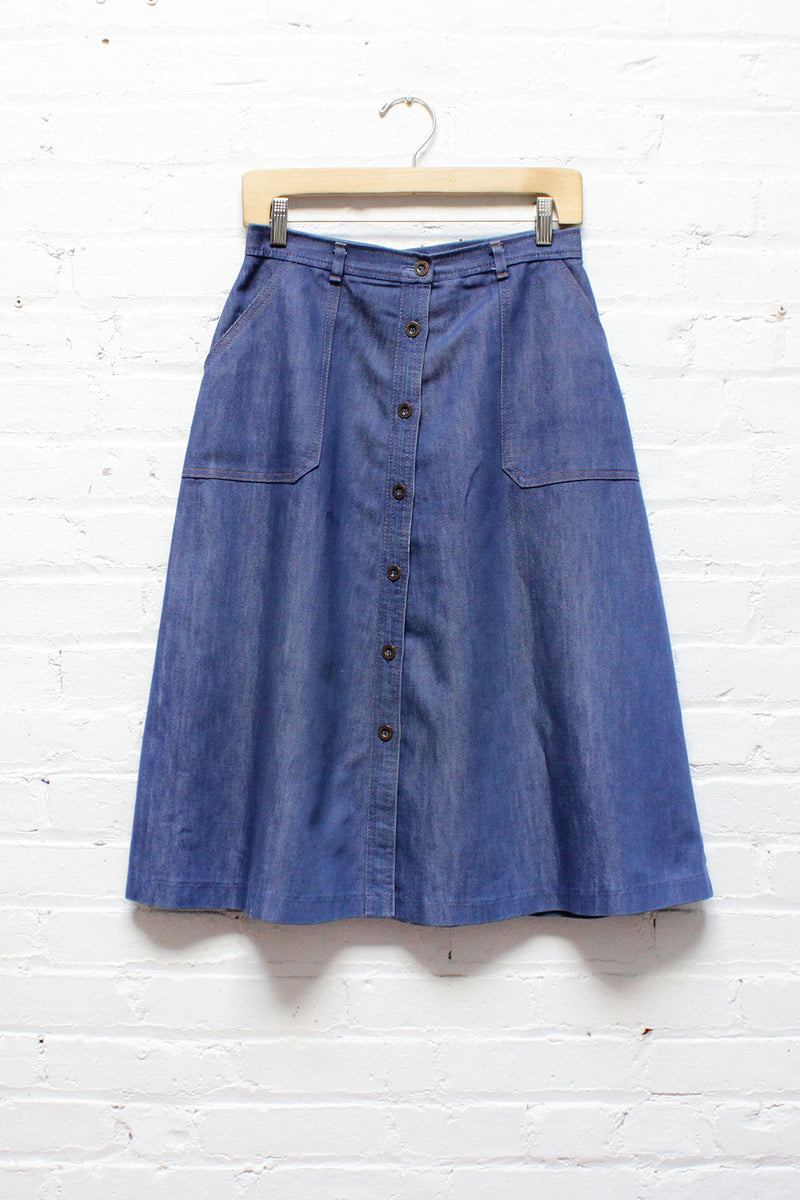 70s Denim City Skirt M