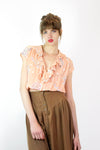 Cropped Crepe Seashell Blouse S/M