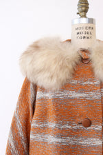 Clementine Brocade Fox Fur Collar Coat M/L
