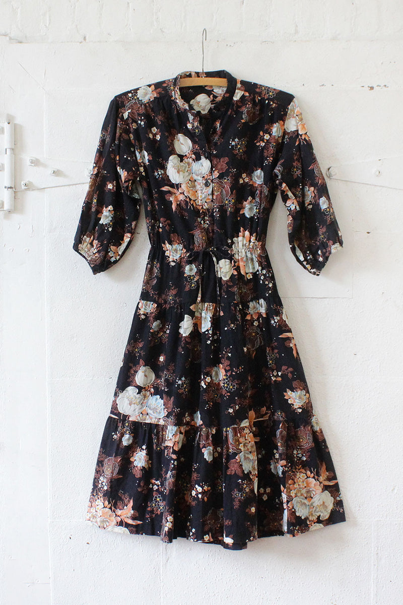 Forever Floral 70s Cotton Peasant Dress S/M