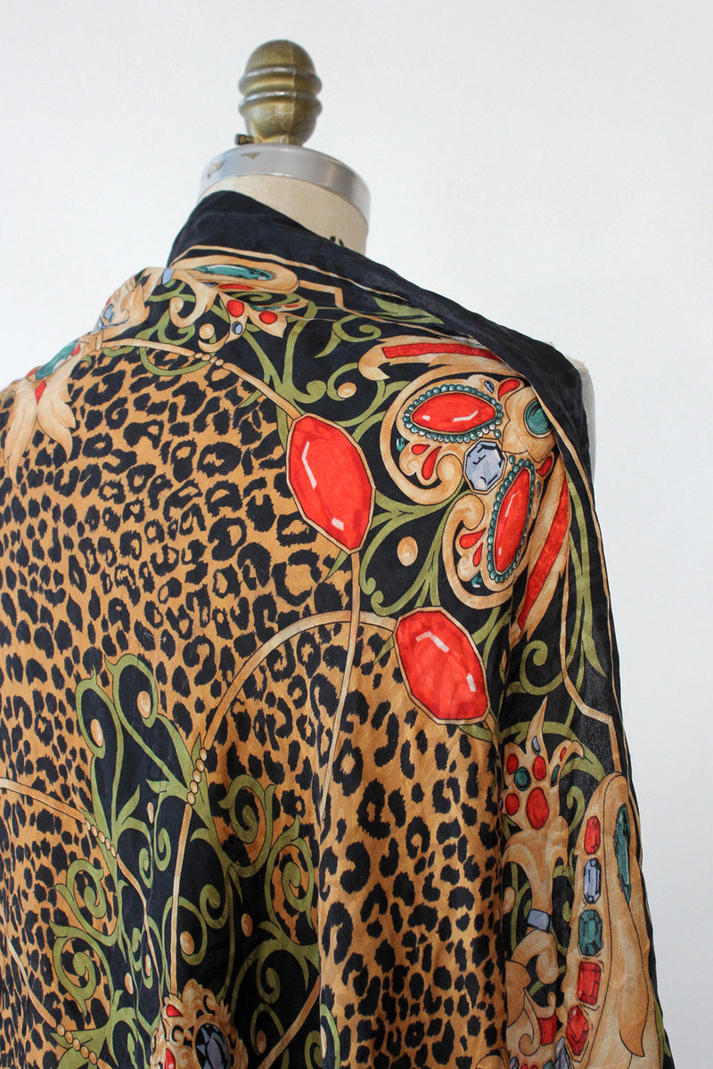 Silk Leopard & Gemstone Scarf