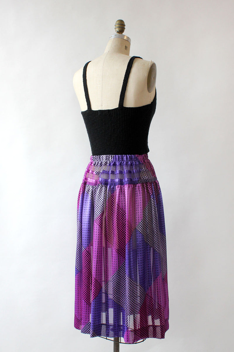 Mixed Print Sheer Skirt M/L
