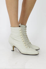 Bone White Button Boots 8