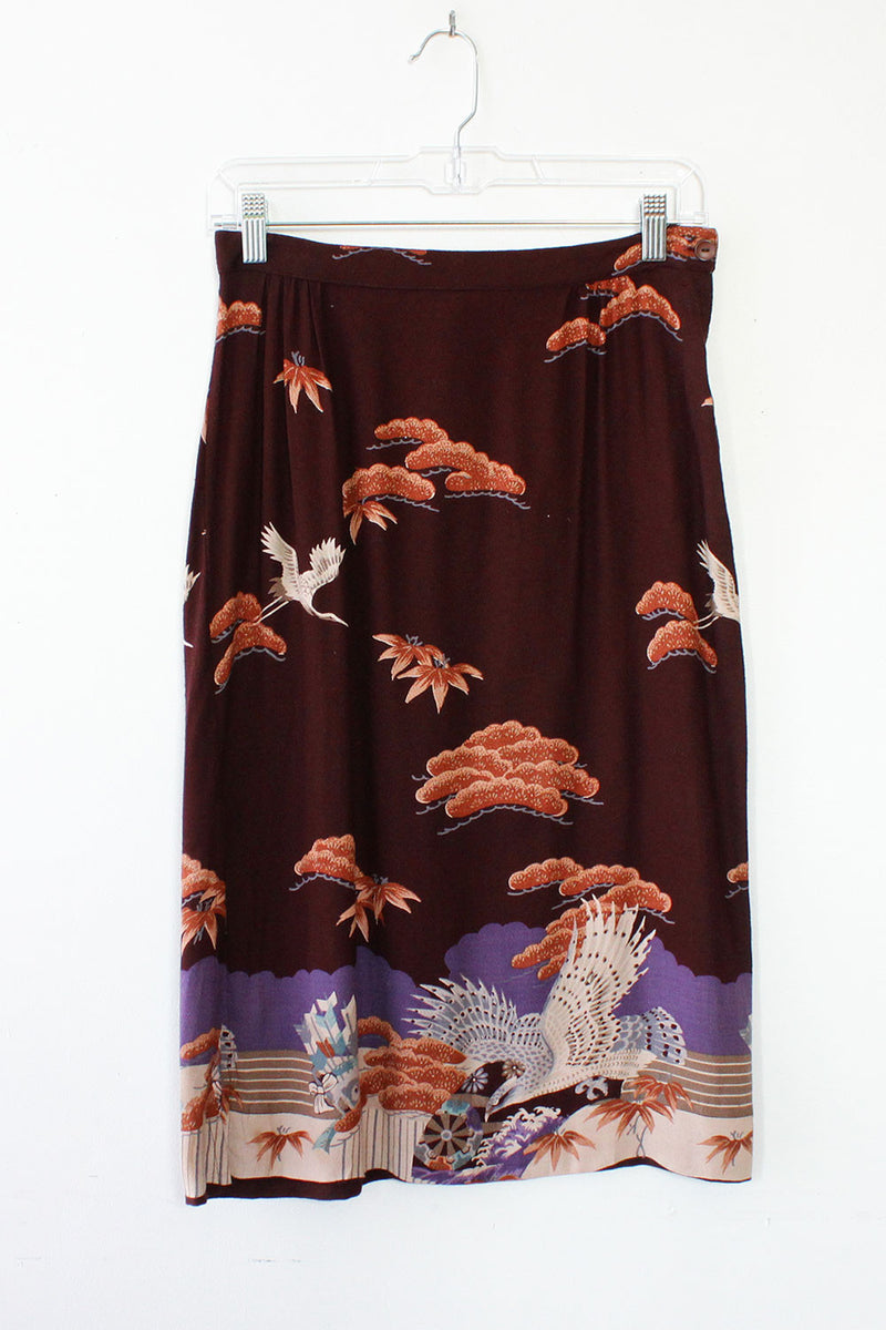 Operatic Crane Print Skirt S/M