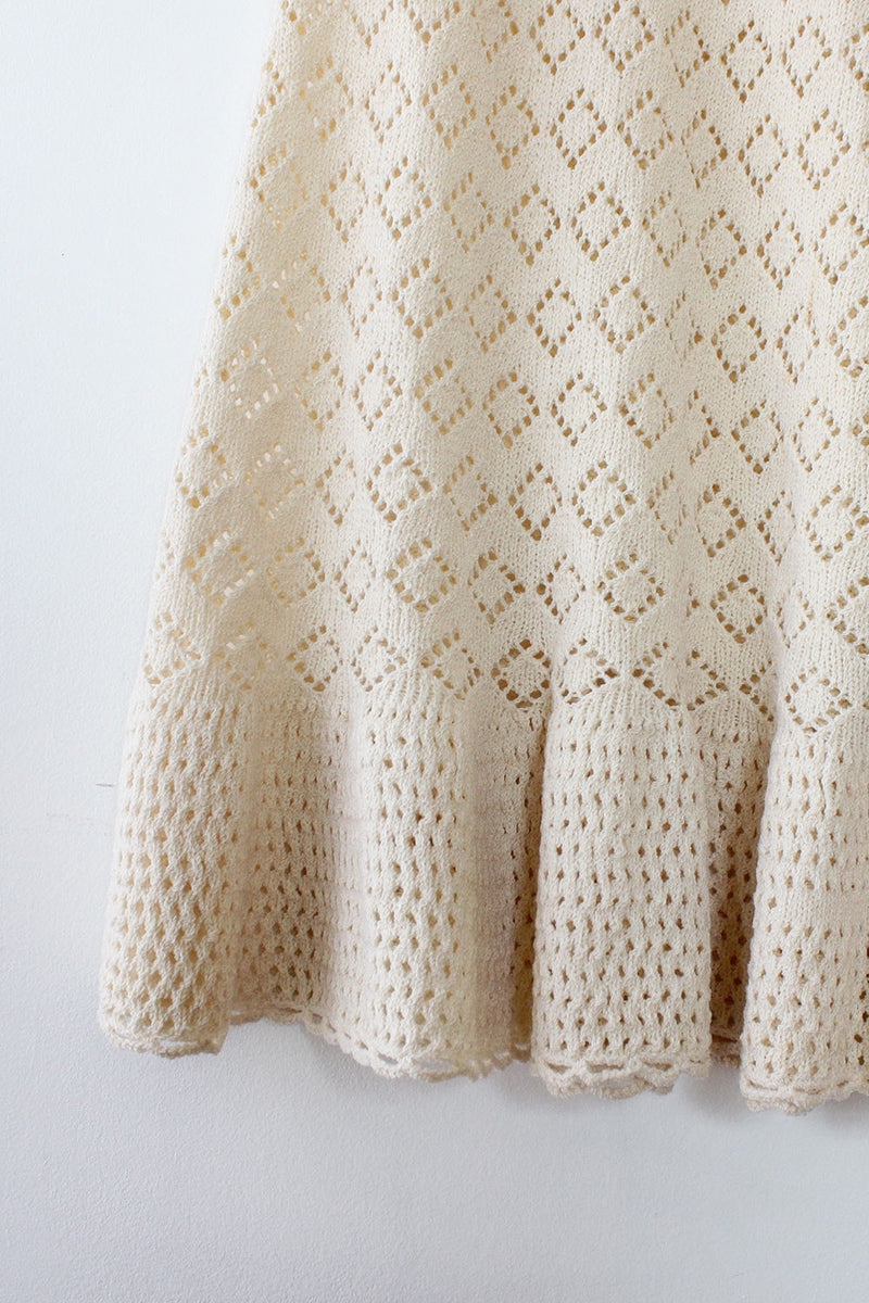 Cream Crochet Flutter Skirt XS/S/M
