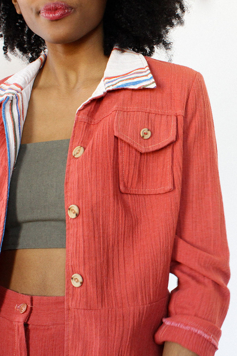 Coral Crinkle Day Suit M/L