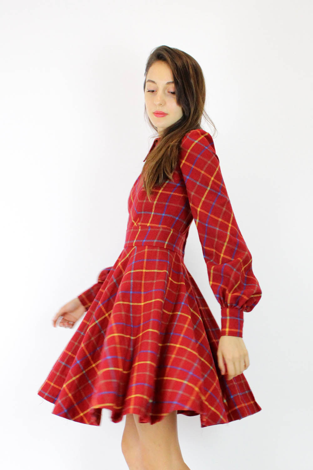 60s Collared Plaid Dress XS – OMNIA