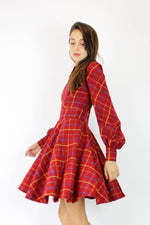 60s Collared Plaid Dress XS