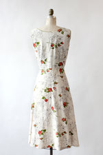 Rose Print Rhinestone Pocket Dress L