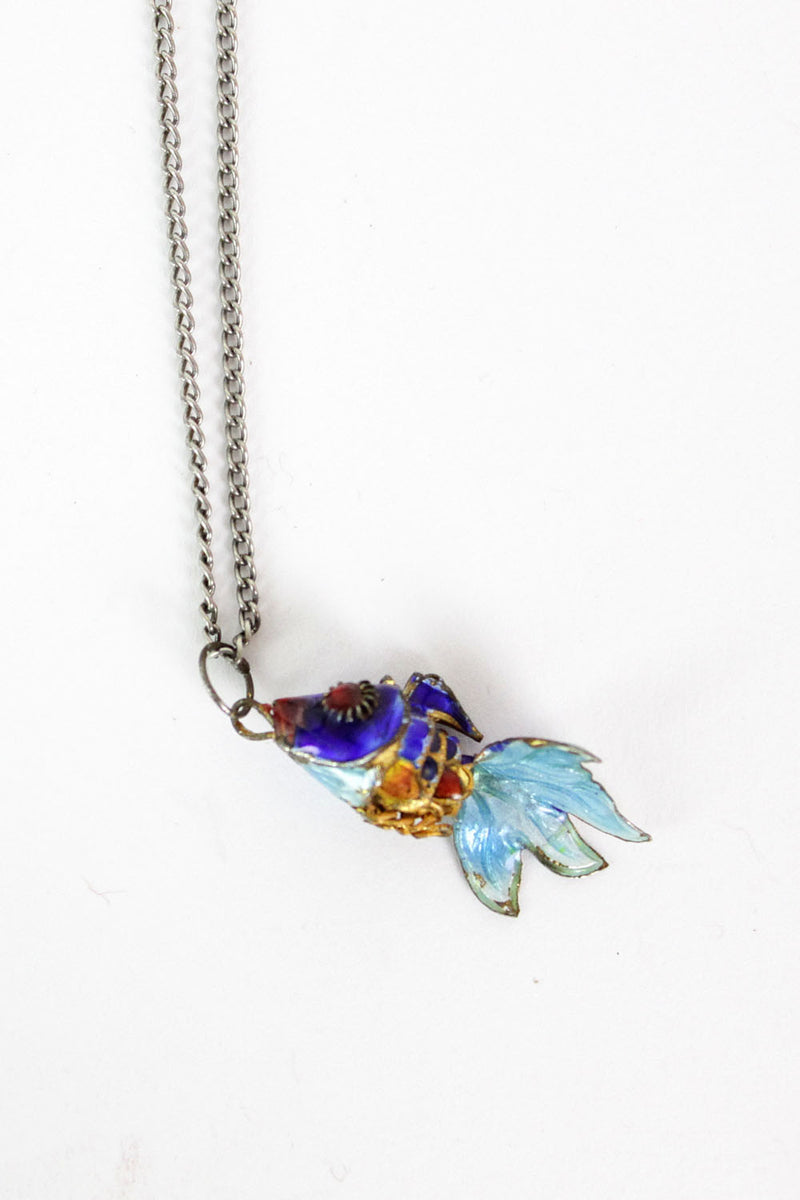 Swimming Fish Cloisonne Necklace