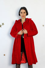 Ruby Red Velvet Overcoat S/M