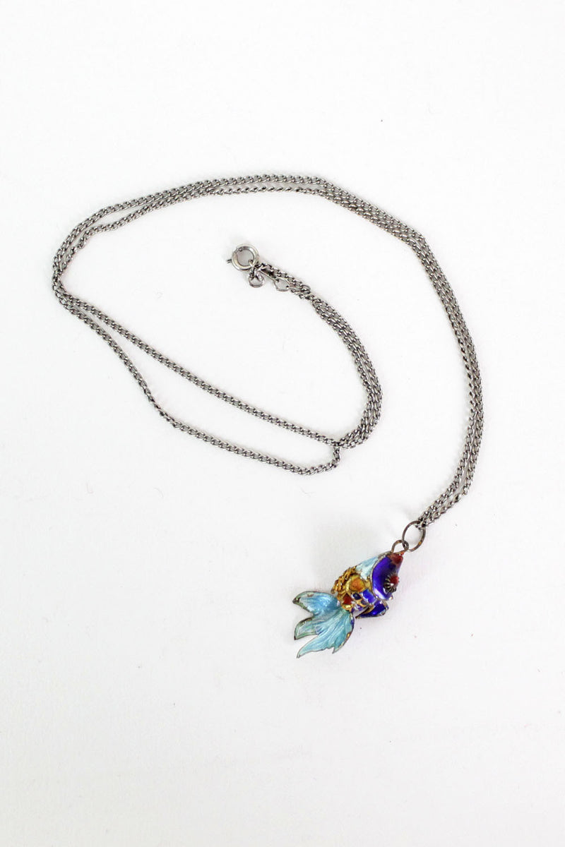 Swimming Fish Cloisonne Necklace