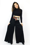 70s Black Knit Palazzo Pants S/M