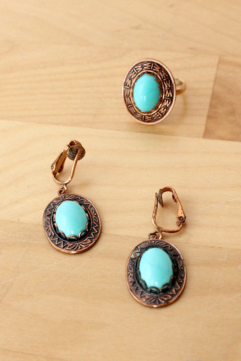 Copper Earrings and Ring Set