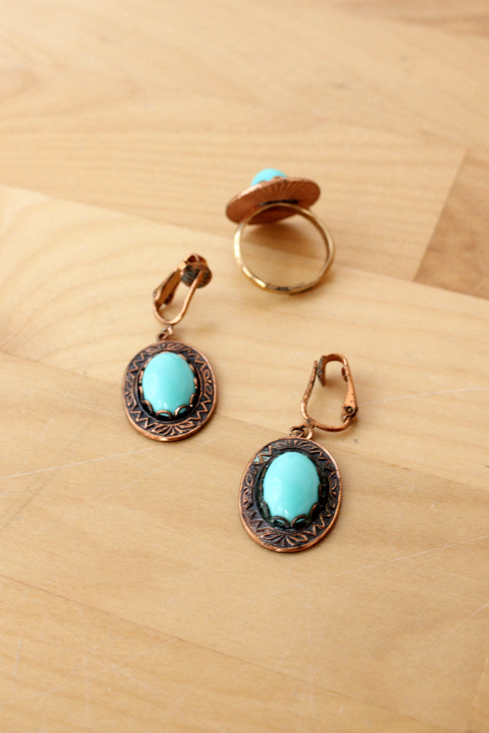 Copper Earrings and Ring Set
