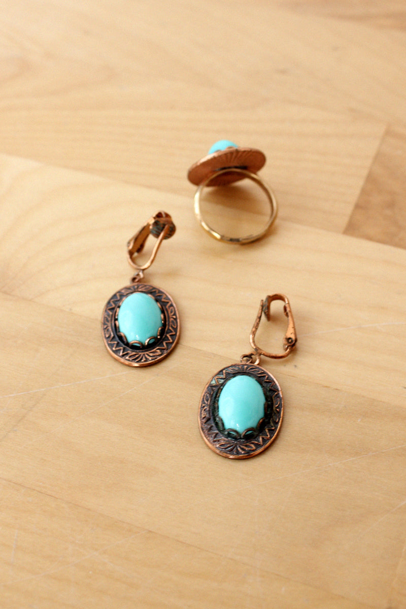 Copper Earrings and Ring Set