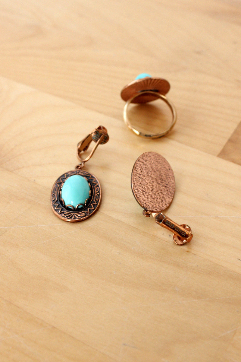 Copper Earrings and Ring Set