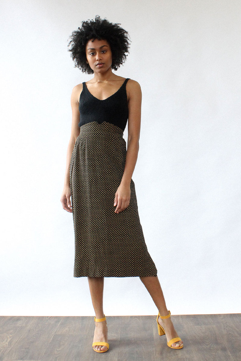 Notched Polka-Dot Skirt XS