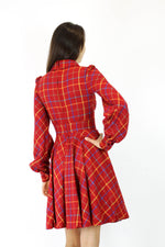 60s Collared Plaid Dress XS