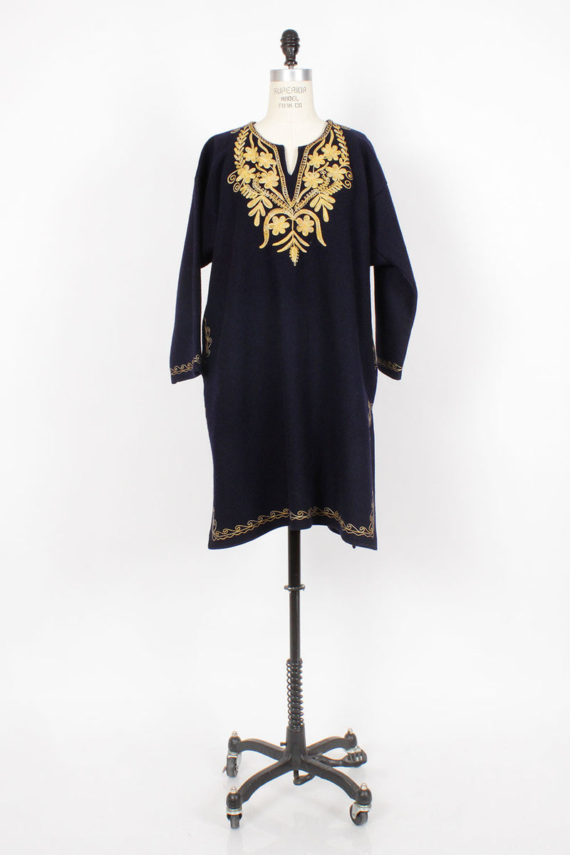 Wool Embroidered Tunic Dress