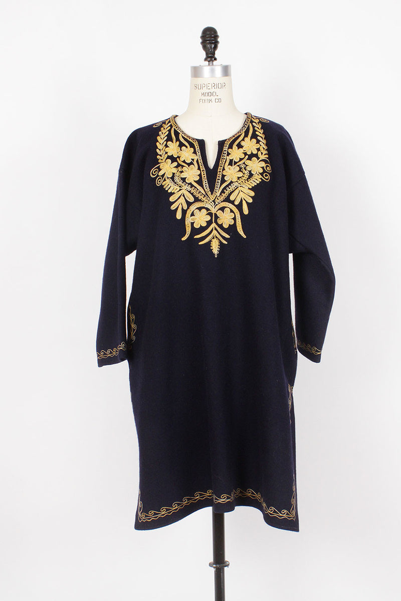 Wool Embroidered Tunic Dress