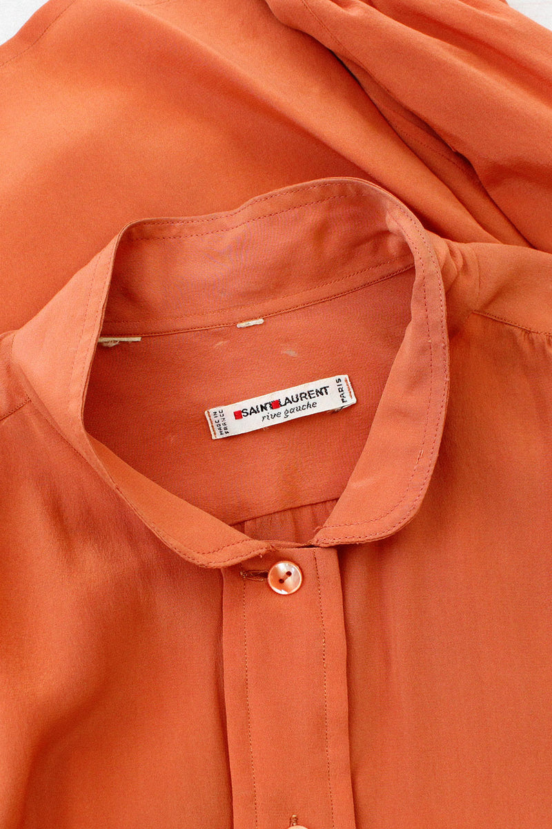 YSL Tangerine Silk Blouse S/M