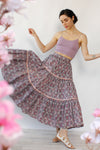 Jeanette Pink Paisley Tiered Skirt S