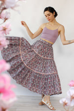 Jeanette Pink Paisley Tiered Skirt S