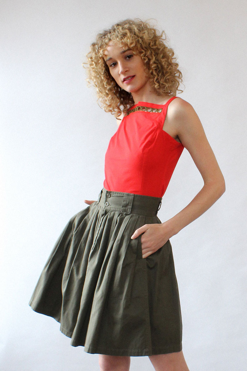 Olive Green Pleated Skirt XS/S