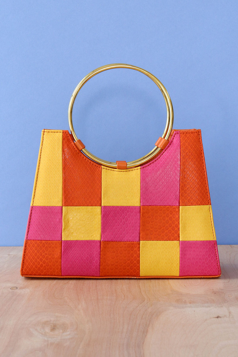 Colorblock Gold Ring Handbag