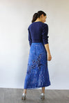 Blue Beaded Fluid Skirt