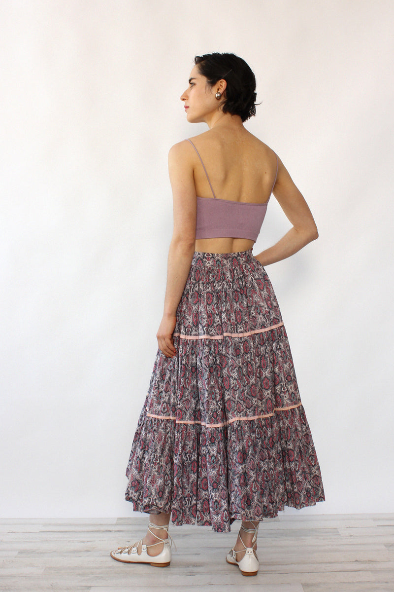 Jeanette Pink Paisley Tiered Skirt S