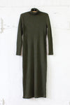 Olive Green Ribbed Sweater Dress M