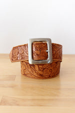 Honey Tooled Leather Belt