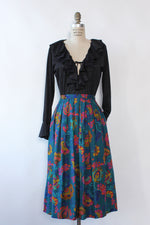 Nina Hazan Teal Floral Skirt M/L