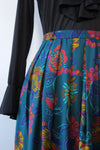 Nina Hazan Teal Floral Skirt M/L