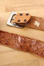 Honey Tooled Leather Belt